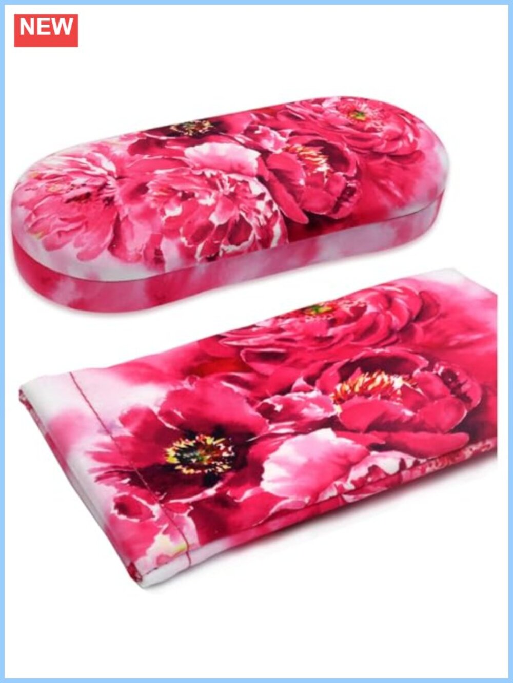 Hard Shell Glasses Case & Sunglasses Pouch Set with Cloth for Women